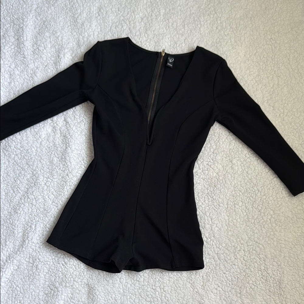 Windsor Black Asymmetrical Fitted Bodysuit